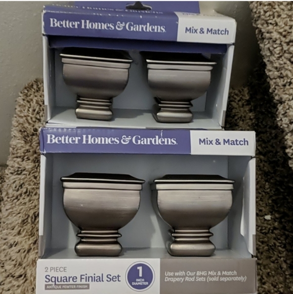 Curtain Rod Knob 2 Sets in Pewter